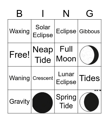 Moons, Tides, Eclipese Bingo Card