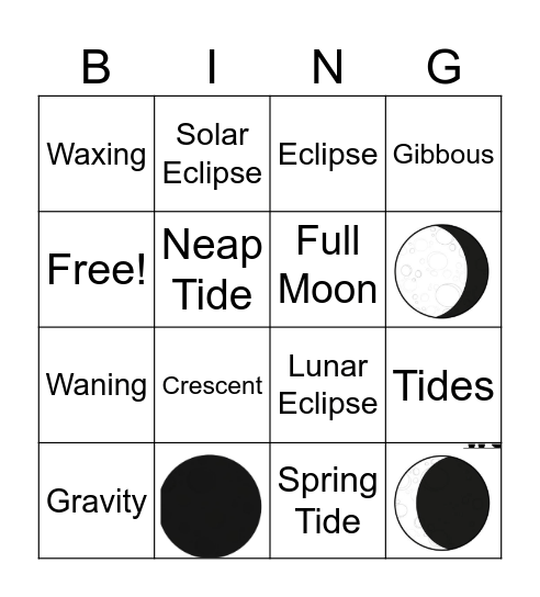 Moons, Tides, Eclipese Bingo Card