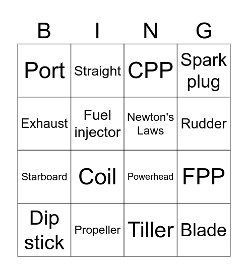 Maratime Engineering Bingo Card