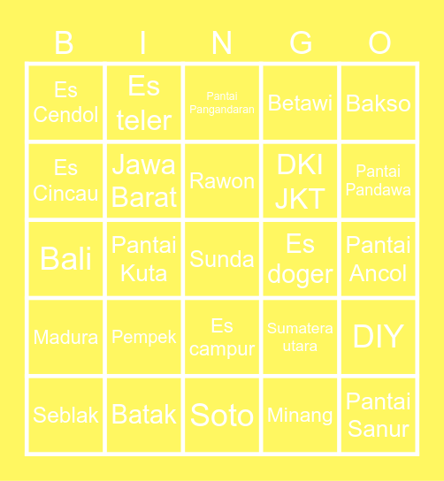 JONGWON Bingo Card
