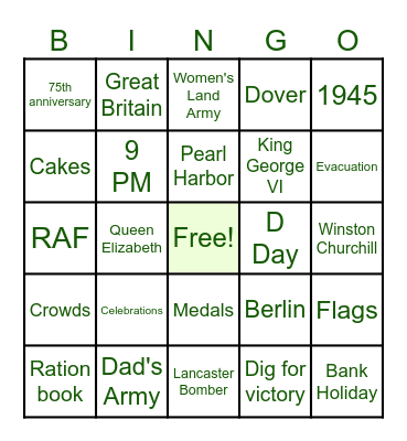 SOS WI VE Day Bingo Card