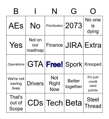 Strategy Team BINGO Card