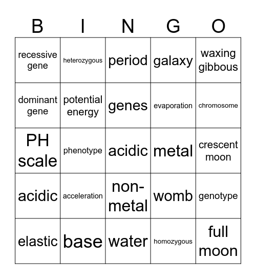 weird science thing Bingo Card