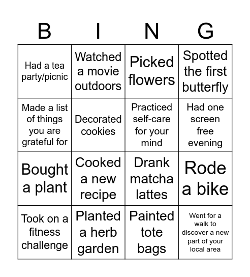 SPRING FEVER Bingo Card