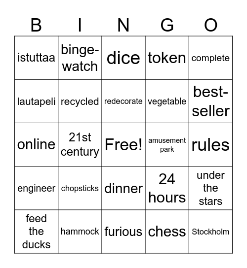 Summer Bingo Card