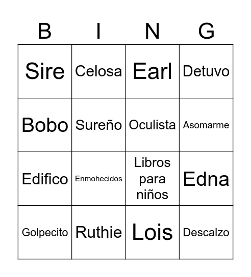 La Casa de Mango Street Capitulos 27,28,29. Bingo Card