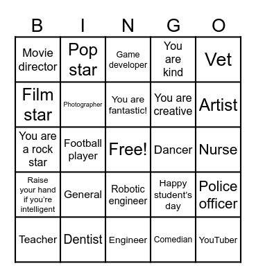 Happy Student's Day Bingo Card