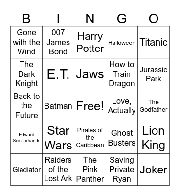 Movie Scores Bingo Card