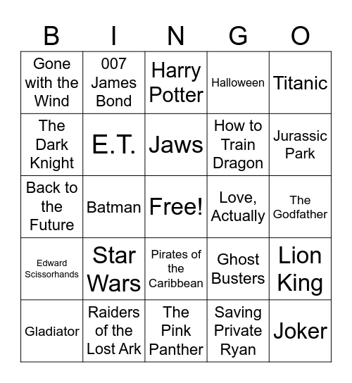 Movie Scores Bingo Card