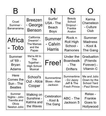 Music Bingo Card