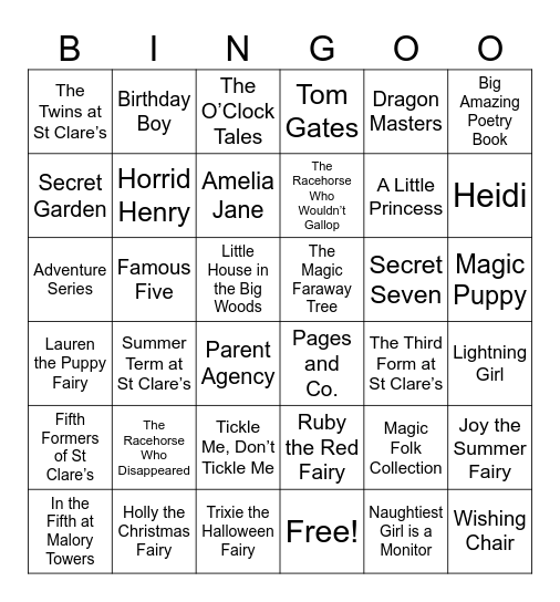 Leela's Book Bingo Card