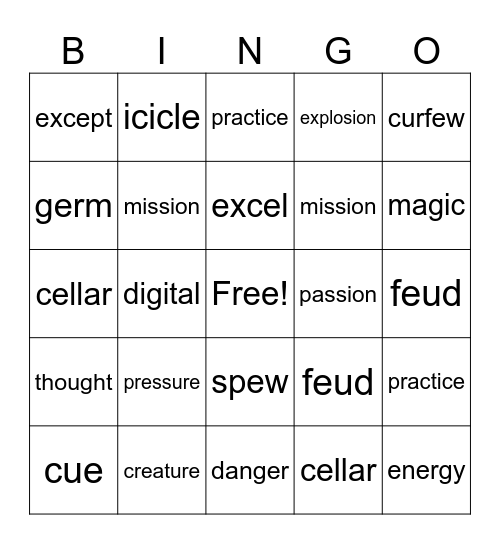 Untitled Bingo Card