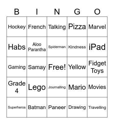 Shanaya's Bling O Bingo Card