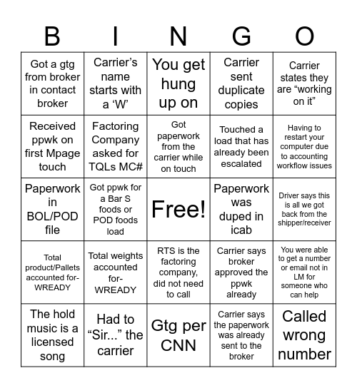 MPAGE Workables Bingo Card