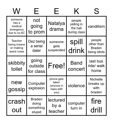 End of school year bingo: may 7 - may 30 Bingo Card