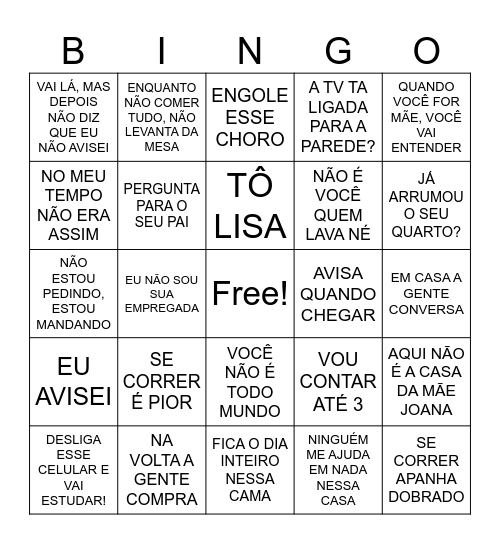 BINGO DAS MÃES Bingo Card