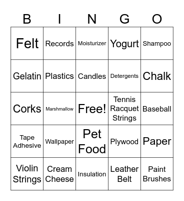 By-Product Bingo Card