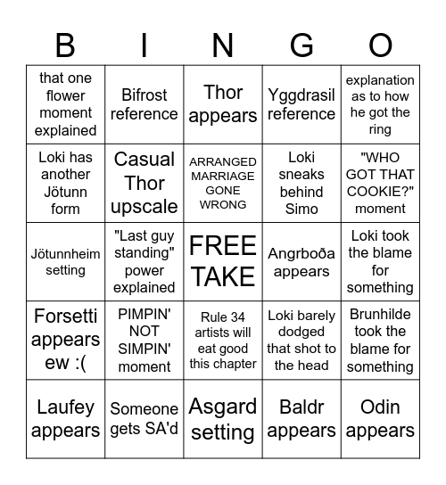 Chapter 102 Bingo Card