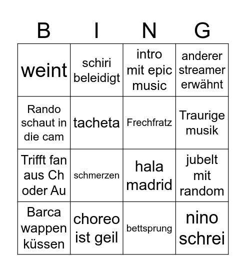Visca Barca bingo Card