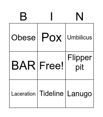 Seal Health Assessment Bingo Card