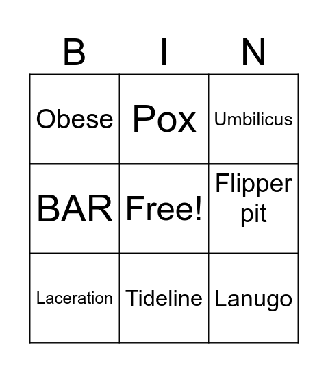Seal Health Assessment Bingo Card