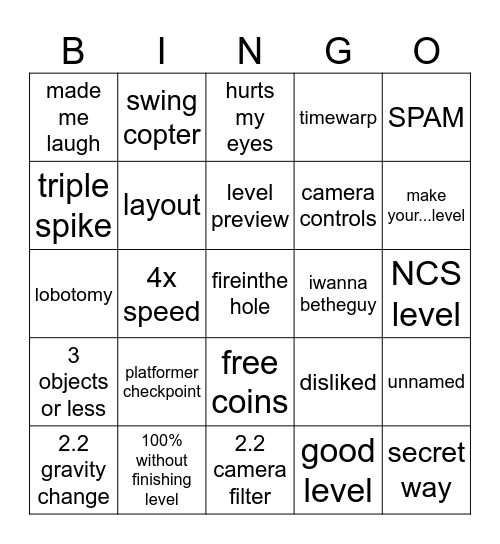 EVW 2.2 Recent Tab Bingo Card