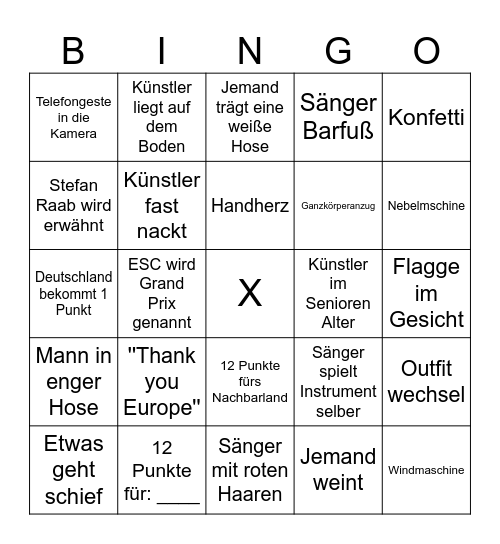 ESC Bingo Card