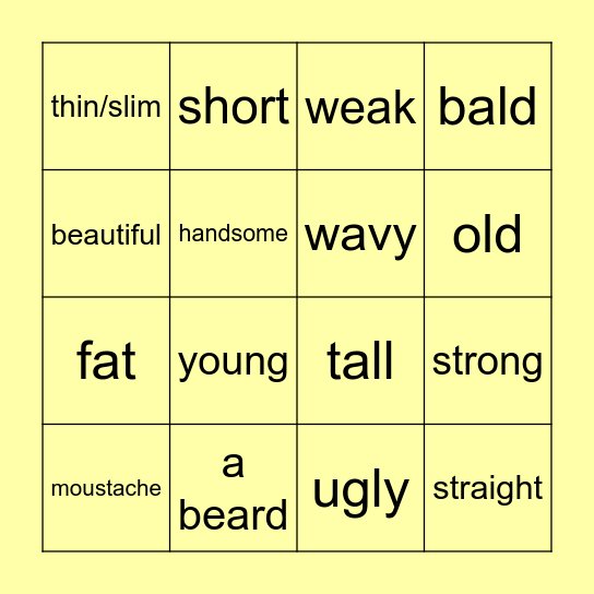 Vocabulary Bingo Card