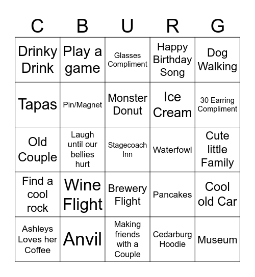Cedarburg 2025 Bingo Card