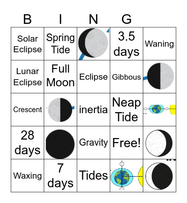 Moons, Tides, Eclipese Bingo Card