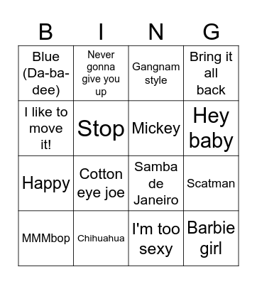 Cheese on Toast Bingo Card