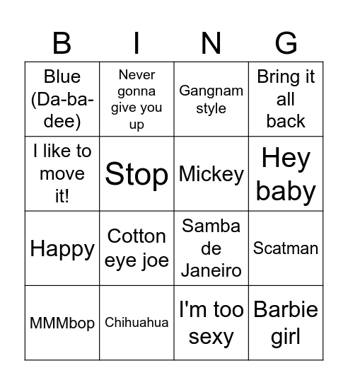 Cheese on Toast Bingo Card