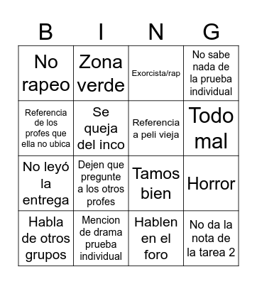 Tiis Bingo Card