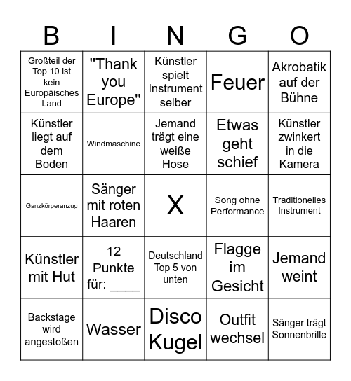 ESC Bingo Card