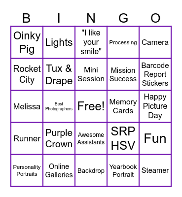 Spoiled Rotten Photography Bingo Card