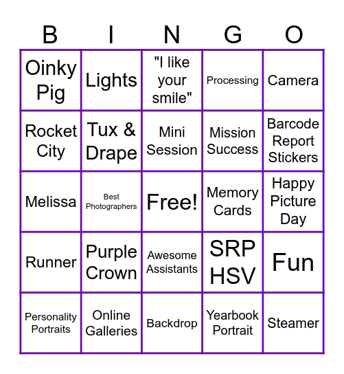 Spoiled Rotten Photography Bingo Card