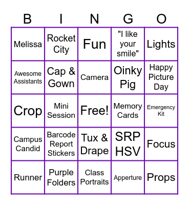 Spoiled Rotten Photography Bingo Card