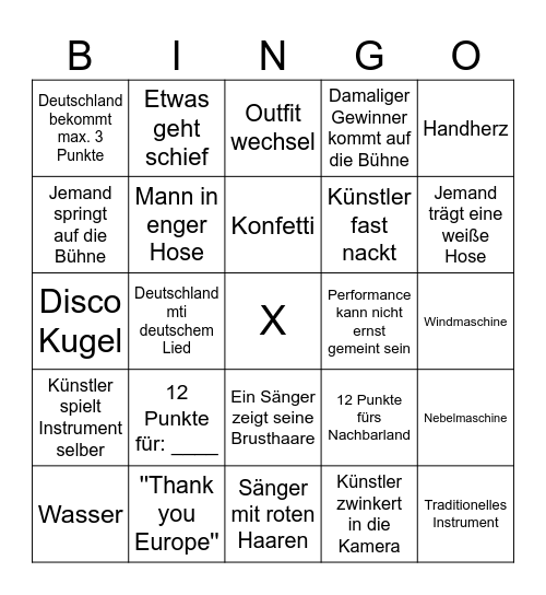 ESC Bingo Card