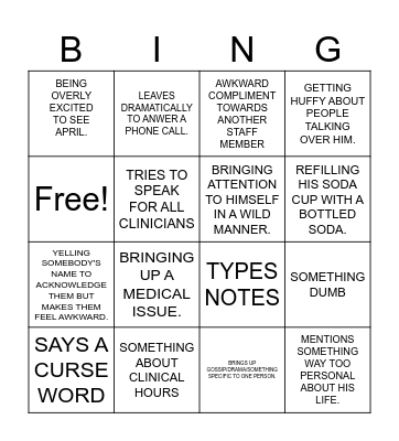 For lunch Bingo Card