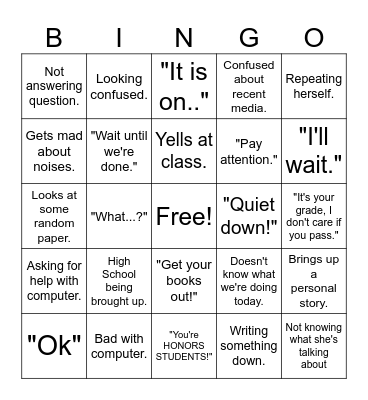 Mrs. Vogt Bingo Card