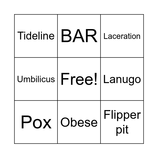 Seal Health Assessment Bingo Card