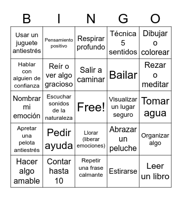 Bingo de Habilidades de Afrontamiento (Coping Skills) Bingo Card