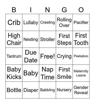 Baby Shower Bingo Card