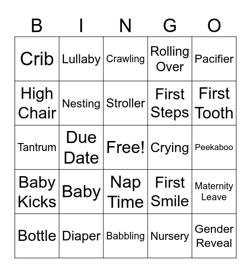 Baby Shower Bingo Card