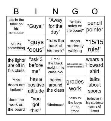Mr langbehn bingo Card
