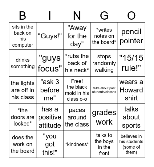 Mr langbehn bingo Card