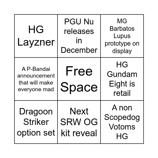 Final Shizuoka Hobby Show 2025 bingo Card