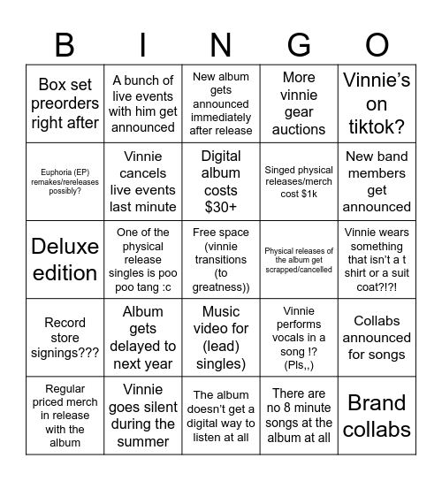 Vinnie vincent invasions judgement day summer release bingo Card