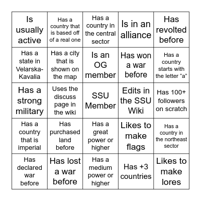 SSU Bingo by @ByakuyaTheDog Bingo Card