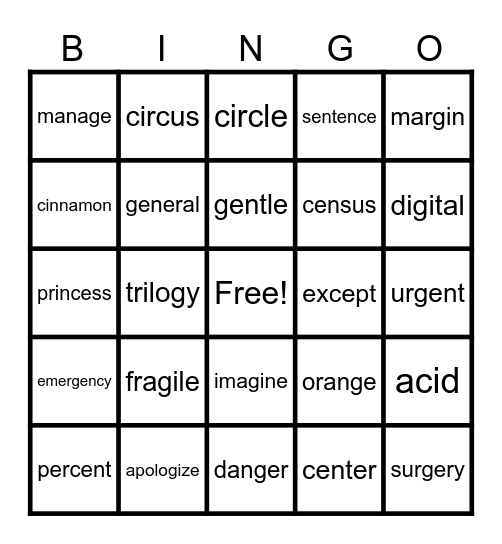 Lesson 117: Signal Vowels Bingo Card